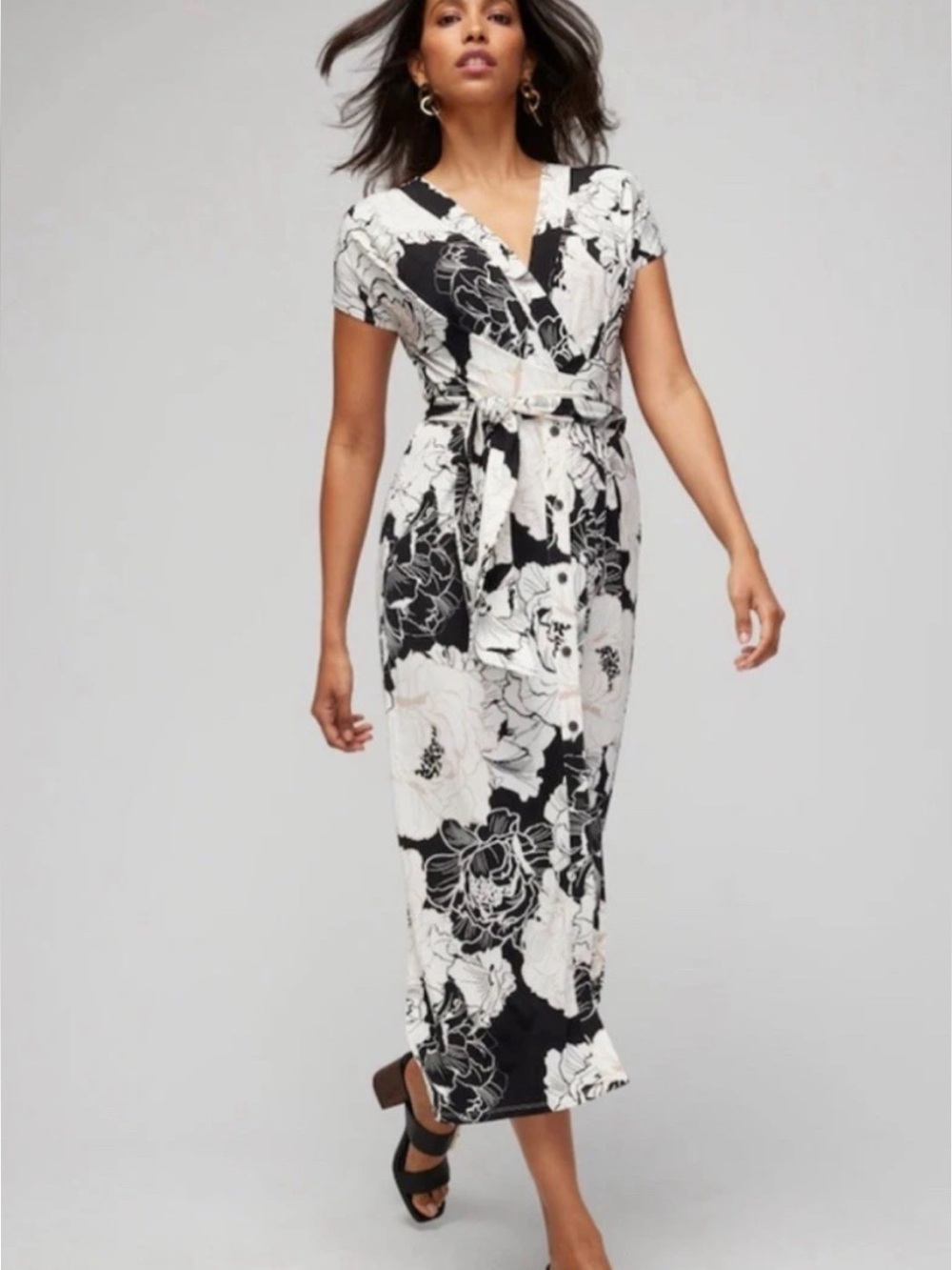 White House Black Market Midi Floral Wrap Dress